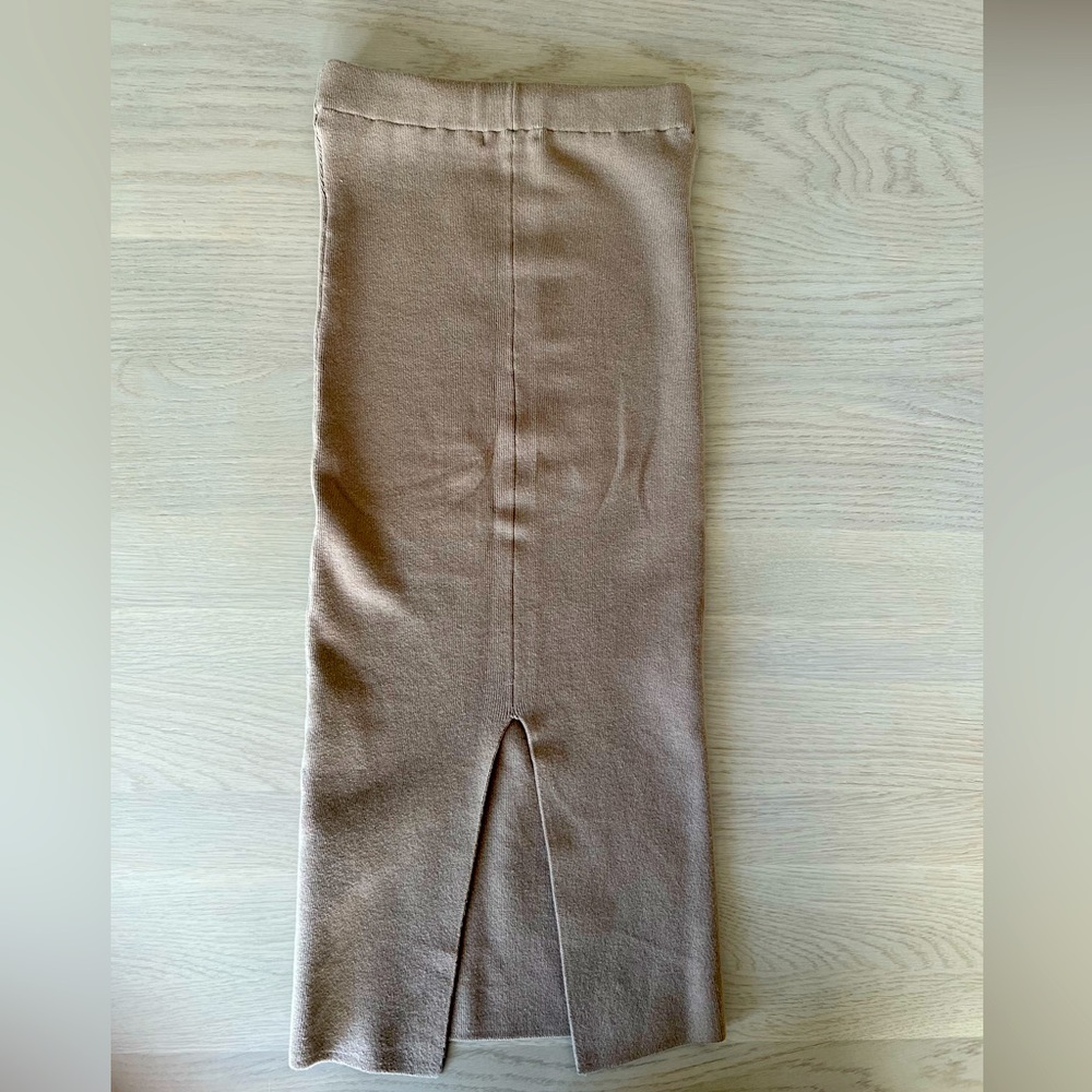 Good American Midi knit beige pencil skirt Size 0/00